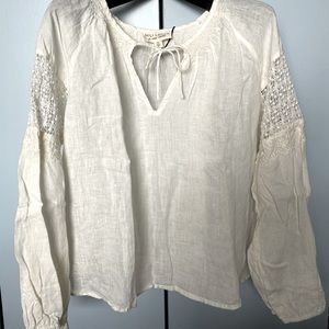COPY - Nili Lotan smocked bohemian linen shirt.  New